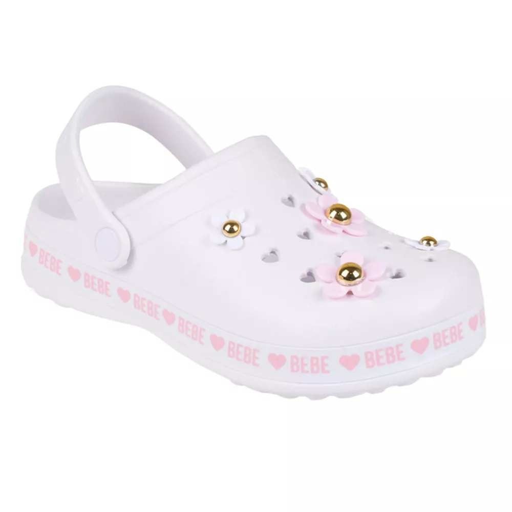 bebe Girls' Comfy Clogs White Size 1 New With Tags